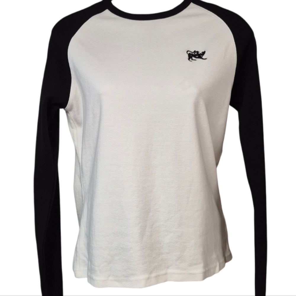 New Parasuco Raglan Long Sleeve T Shirt White Black Women's Size XL